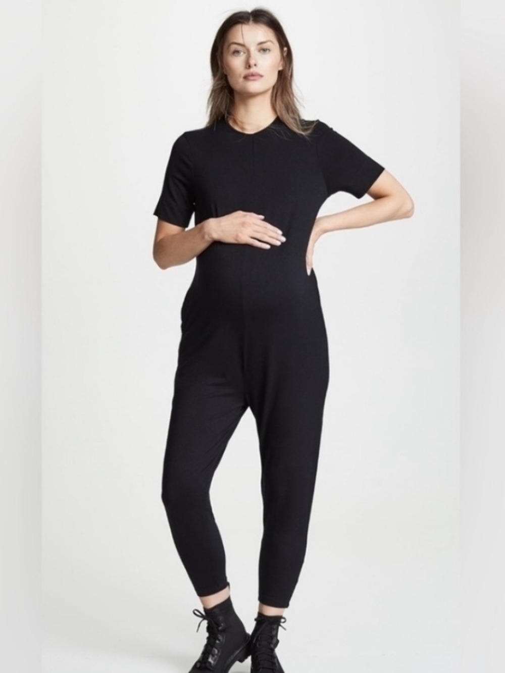 Hatch Walkabout Short Sleeve Jumpsuit in Black